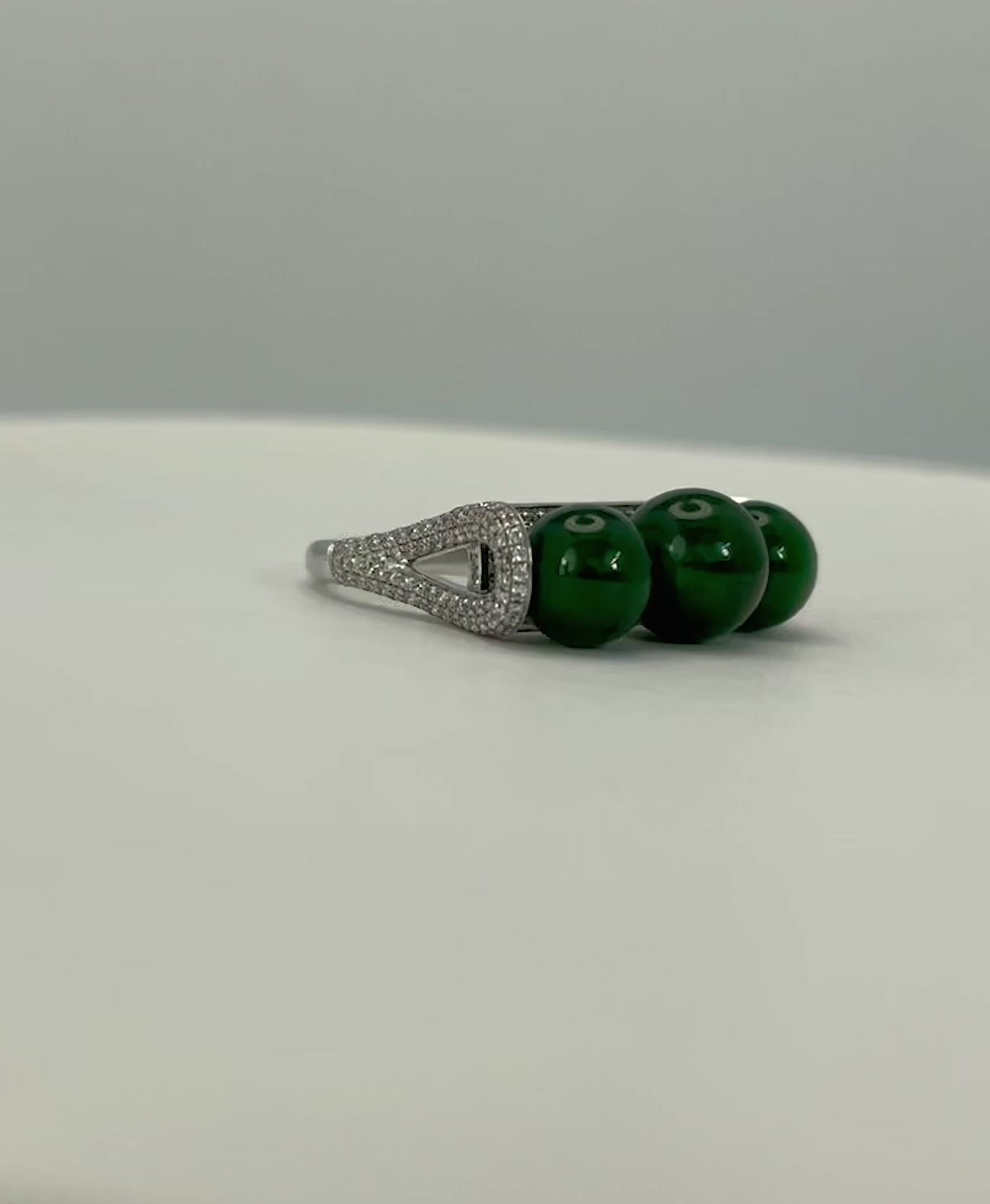 Jadeite Bead and Diamond Ring