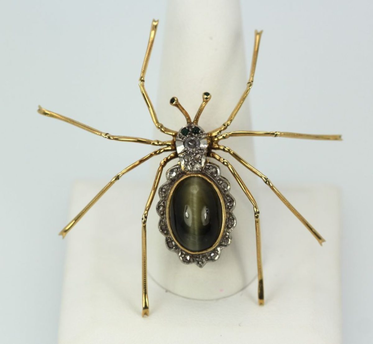 Morkopela Retro Cat's Eye Spider Brooch