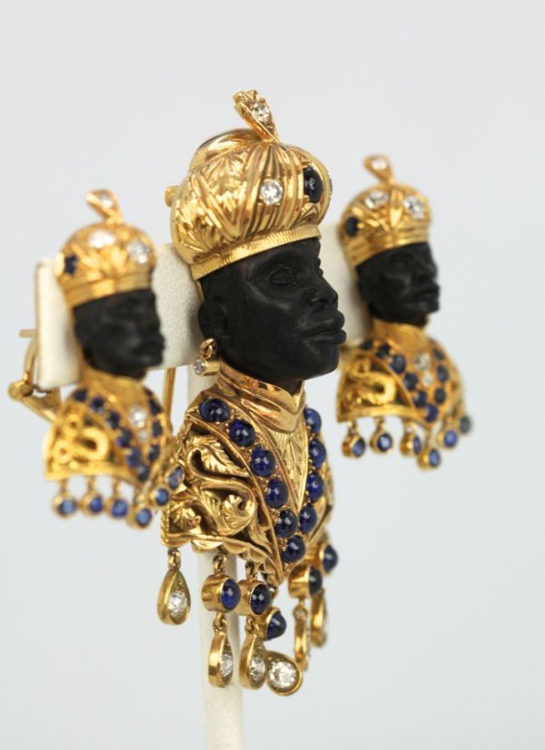 Buy Now: Rare 1890 Blackamoor Gold Brooch & Earrings Set | Cris Notti