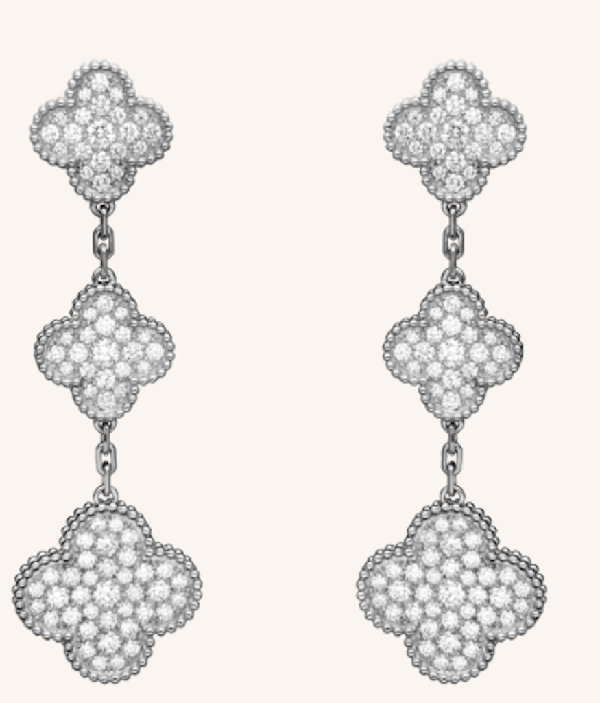 Van Cleef & Arpels Magic Alhambra Diamond 3 Clover Earrings – Cris Notti  Jewels