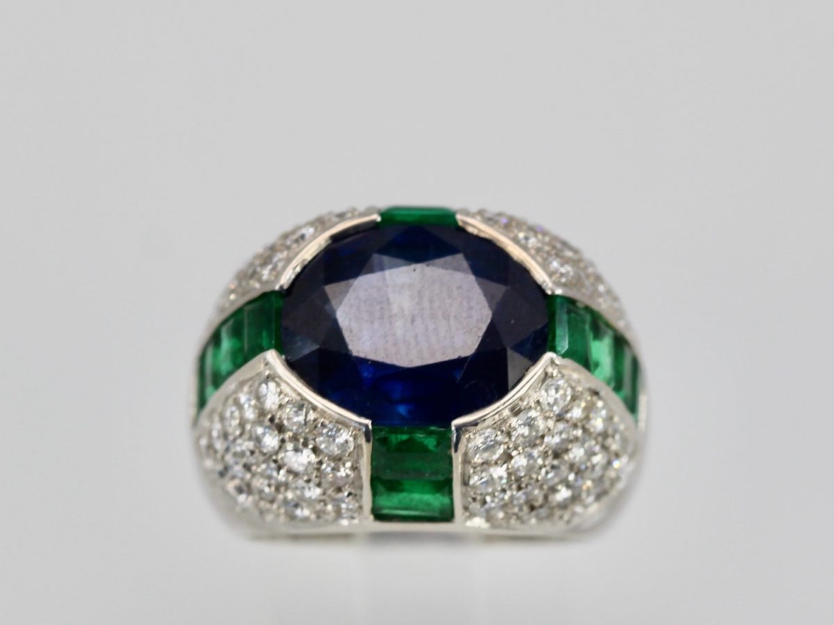 Bulgari Trombino Sapphire Emerald Diamond Ring – Cris Notti Jewels