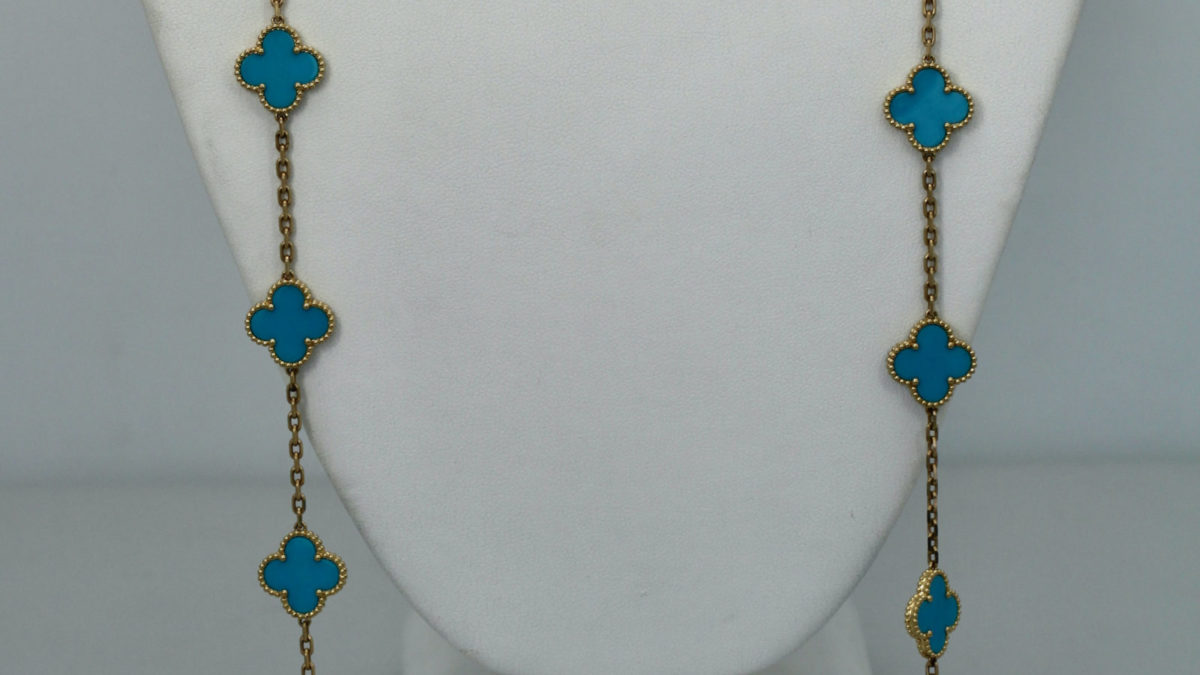 Van Cleef & Arpels Turquoise 20 motif Alhambra Necklace – Cris Notti Jewels