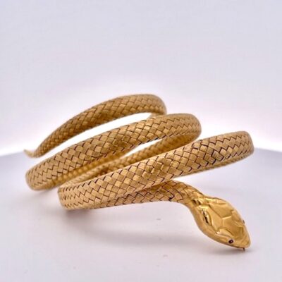 Antique 14K Triple Wrap Snake Bracelet