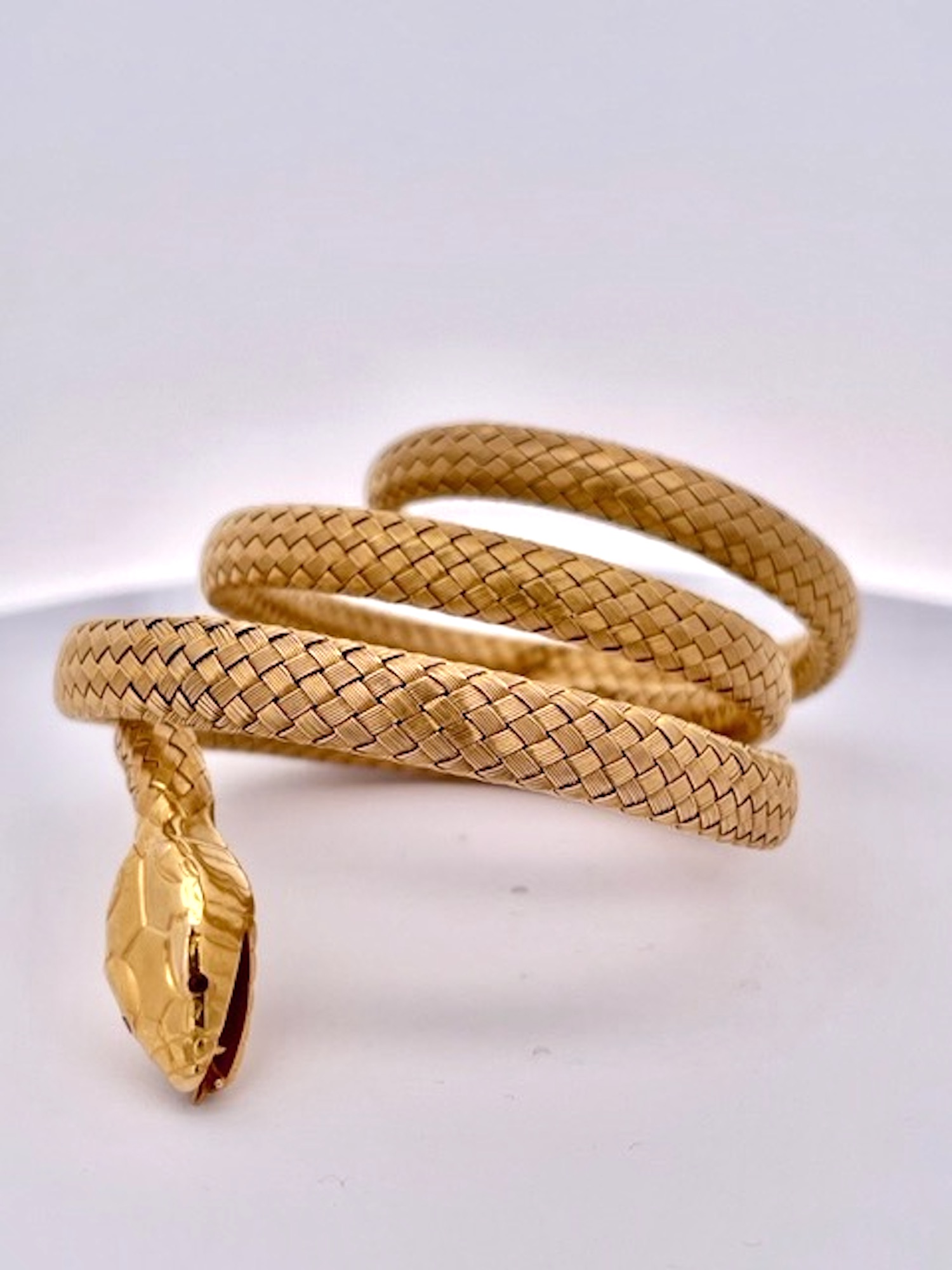 Antique 14K Triple Wrap Snake Bracelet