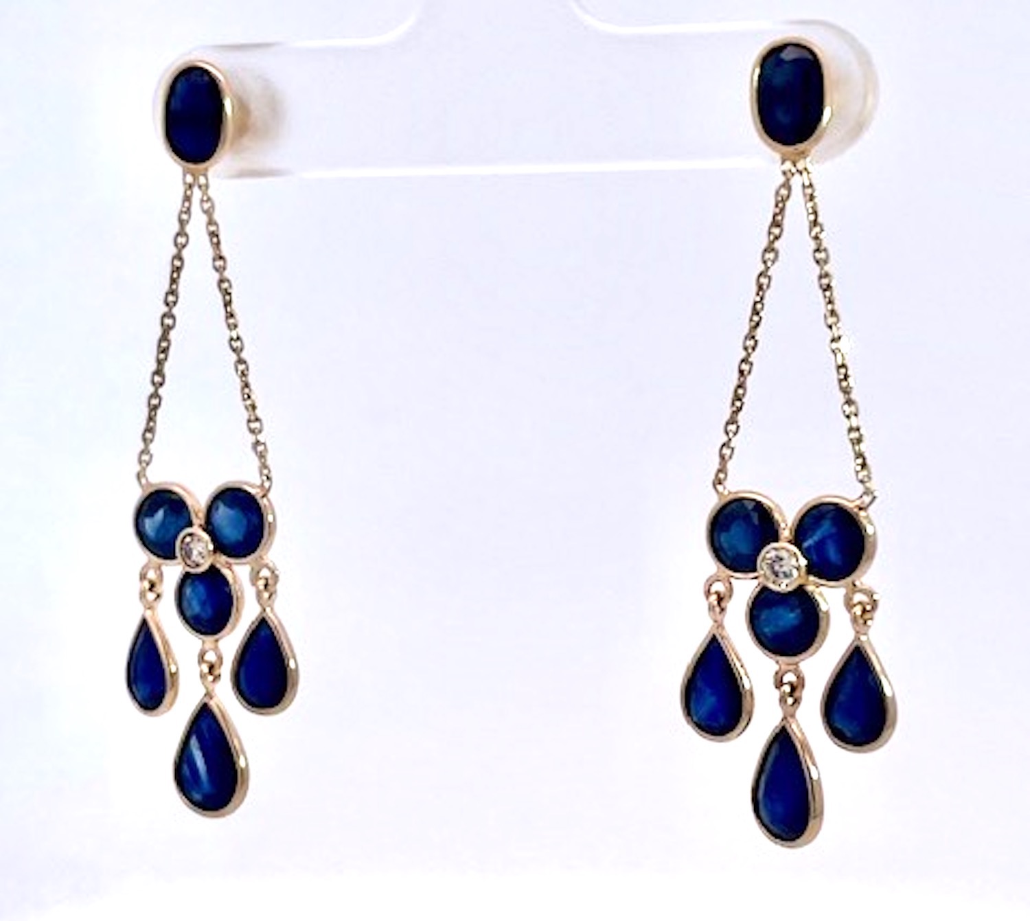 Sapphire mini Chandelier Earring w/Diamonds 18K