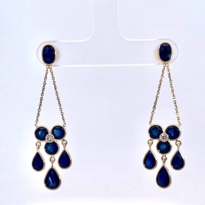 Sapphire mini Chandelier Earring w/Diamonds 18K