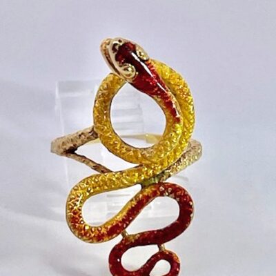 18K Enamel Snake Ring, Florence 1961