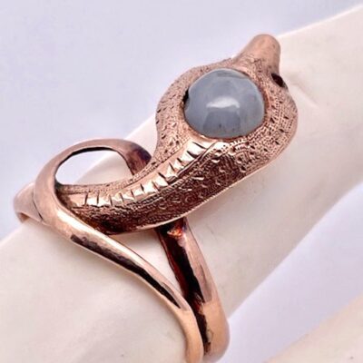 Early 1900’s 9K Yellow Gold Snake Ring, Cabochon Star Sapphire