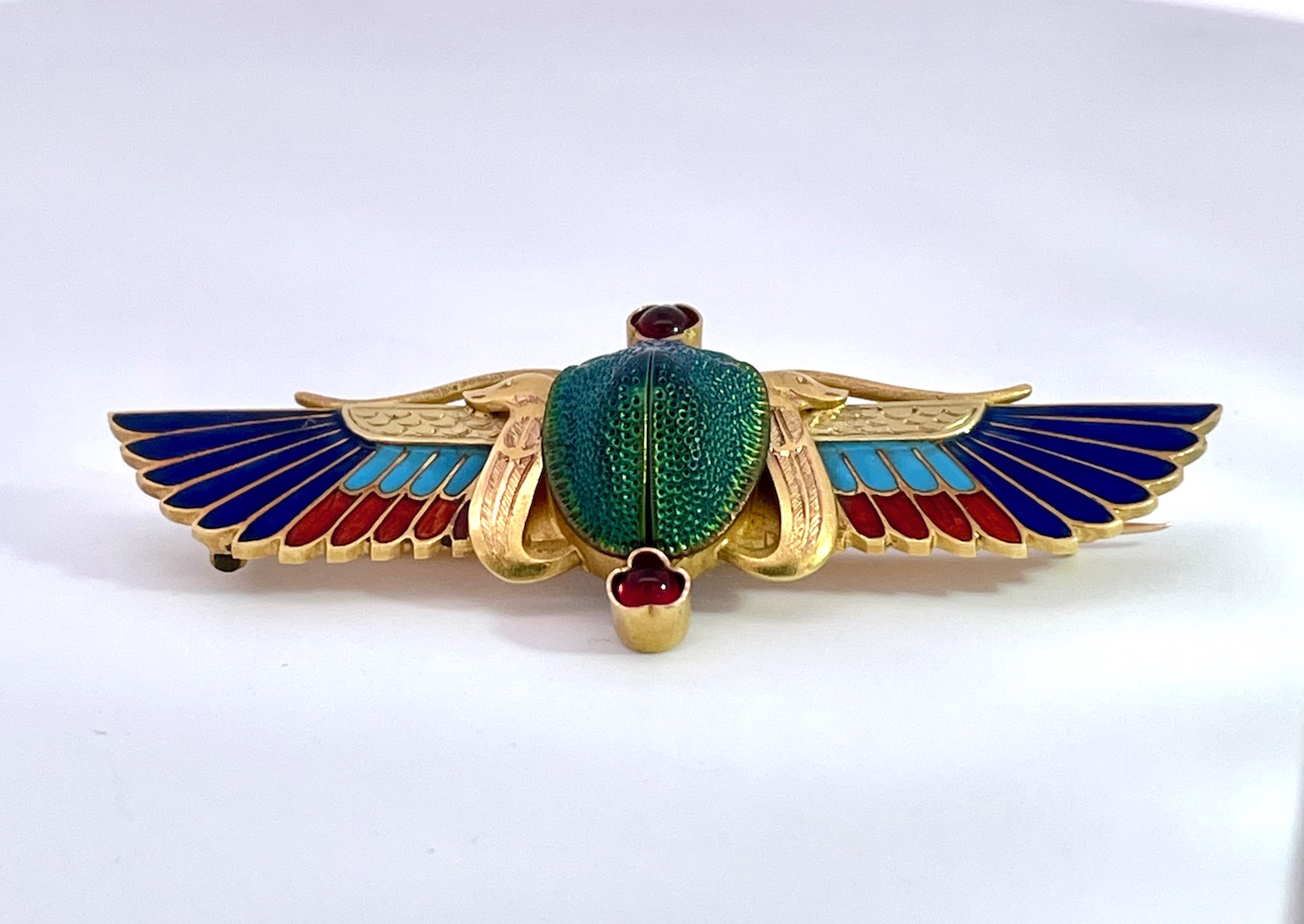 Enamel Scarab Brooch 14K by Guiseppe Parvis