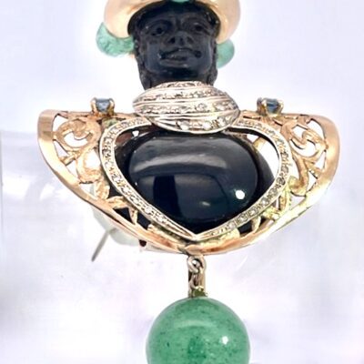 Black Star Diopside Colored Gemstone Moretto Brooch