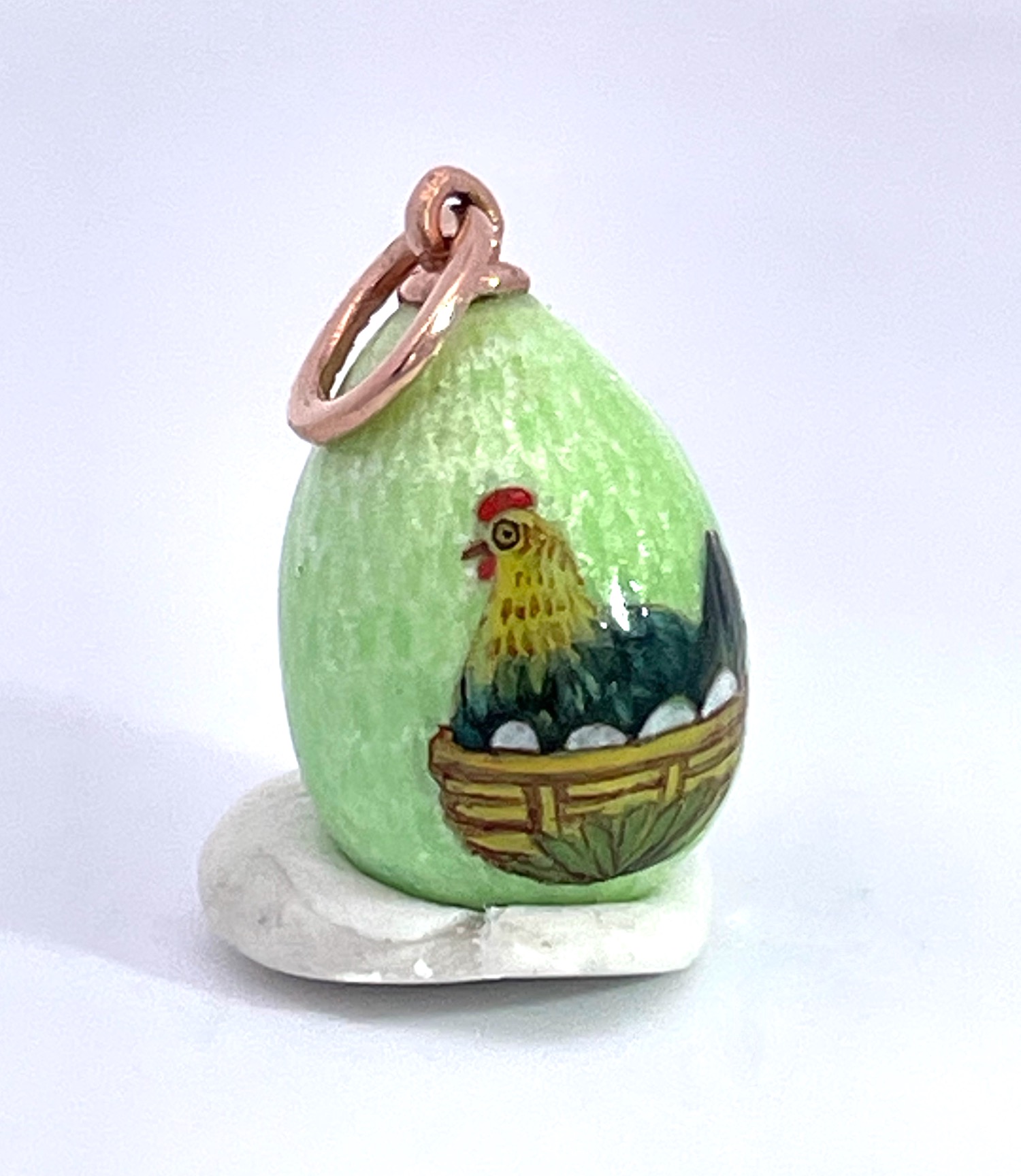 14K Yellow Gold Enamel Egg Pendant