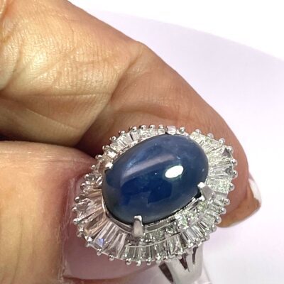 Burma Star Sapphire with Diamond Surround 11 carats no heat