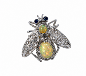 14K Butterfly with Silver Articulated Wings Opal Body