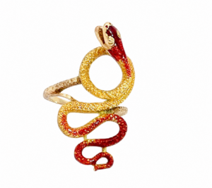 18K Enamel Snake Ring, Florence 1961