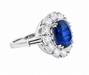 18K White Gold Deep Blue Sapphire Ring