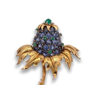 Tiffany Schlumberger Thistle Brooch Sapphires - Fine Estate & Vintage Jewelry | Cris Notti Jewels