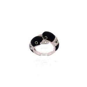 Van Cleef & Arpels Carved Onyx Double Swan Ring - Fine Estate & Vintage Jewelry | Cris Notti Jewels