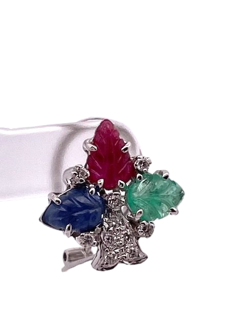 Tutti Frutti Earrings in 18K White Gold - Fine Estate & Vintage Jewelry | Cris Notti Jewels