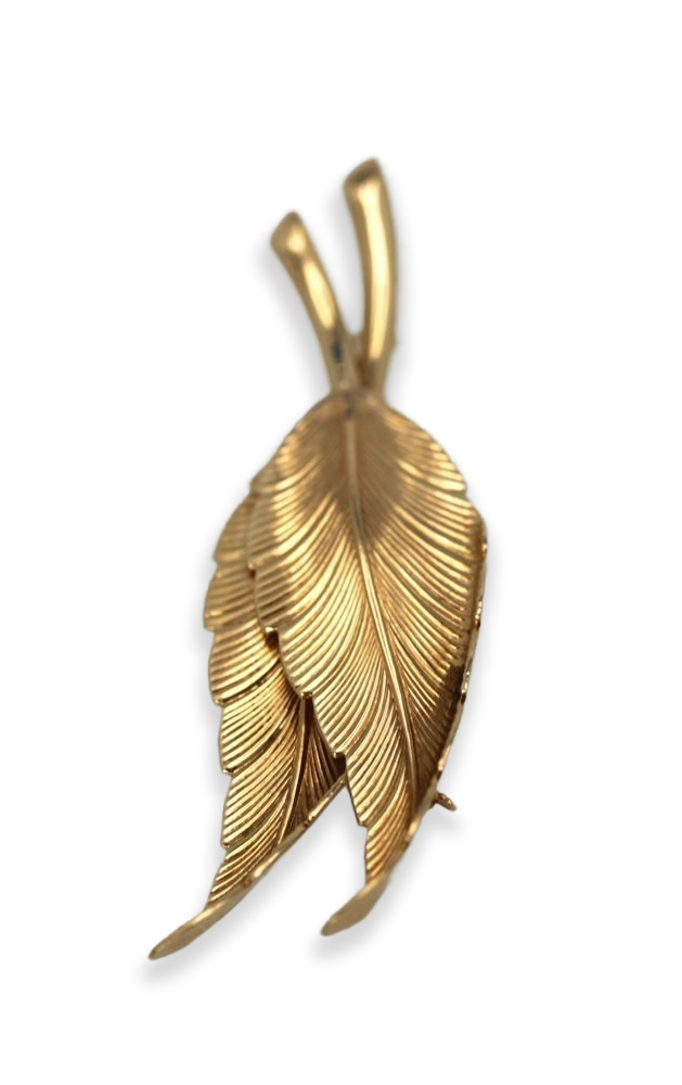 Vintage Tiffany Double Leaf Brooch - Detail View 1 | Cris Notti Jewels