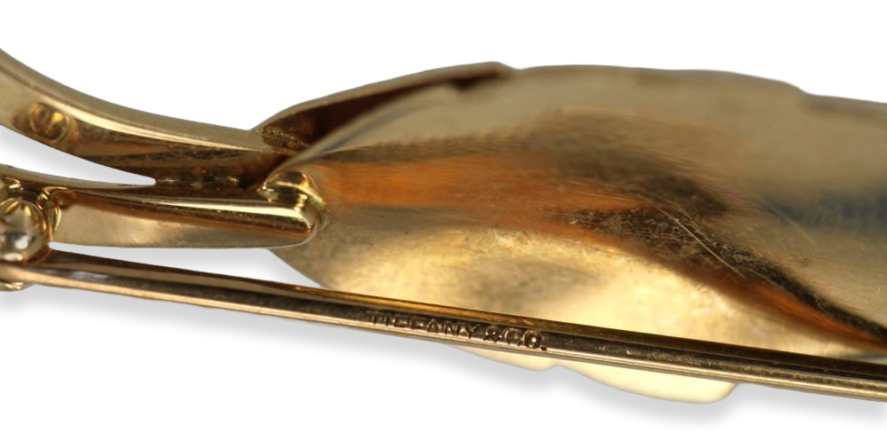 Vintage Tiffany Double Leaf Brooch - Detail View 2 | Cris Notti Jewels