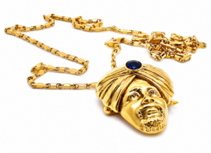 14K Yellow Gold Genie with Sapphire Studded Turban