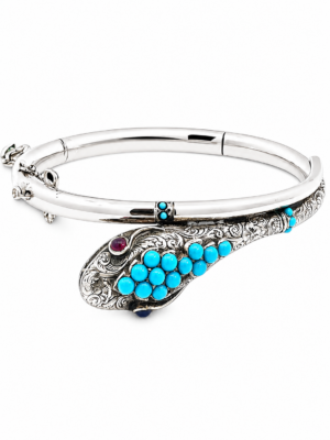 14K Yellow Gold Turquoise Snake bracelet