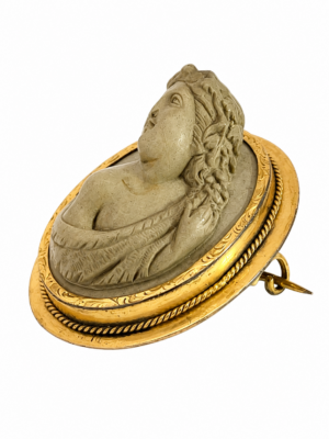 1890's High Relief Lava Cameo brooch