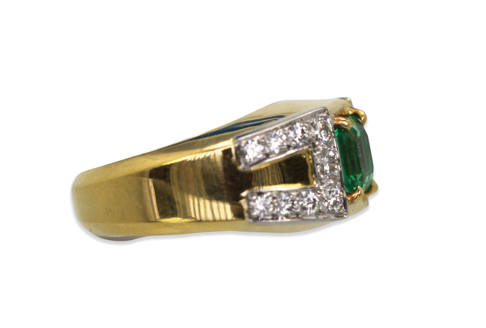 David Webb Emerald Diamond Ring - Detail View 5 | Cris Notti Jewels