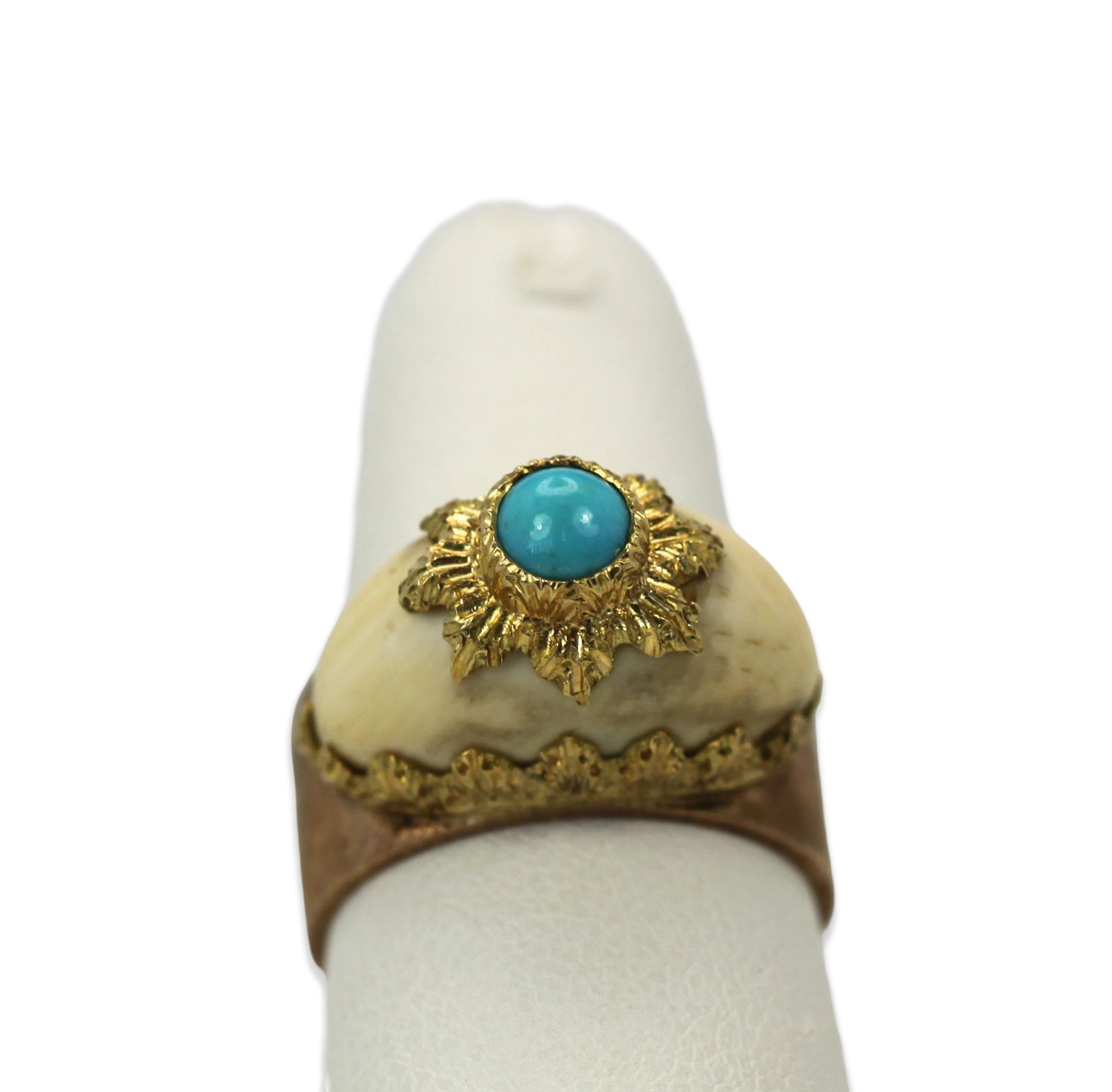 Buccellati 18K Brushed Yellow Gold & Turquoise Ring - Fine Estate & Vintage Jewelry | Cris Notti Jewels