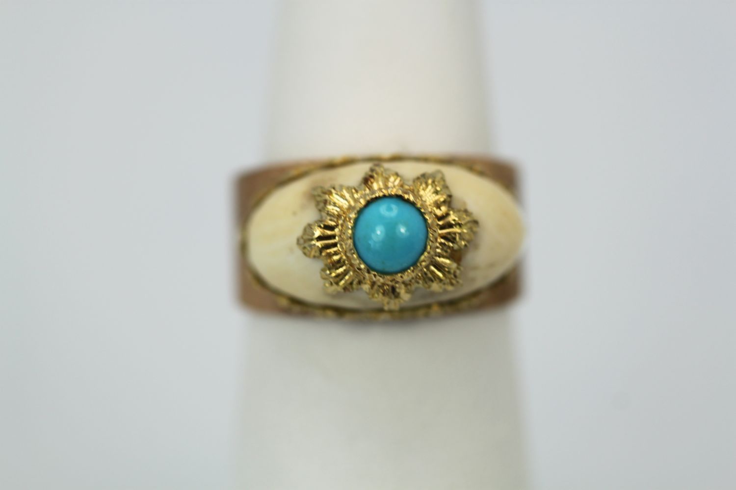 Buccellati 18K Brushed Yellow Gold & Turquoise Ring - Detail View 3 | Cris Notti Jewels