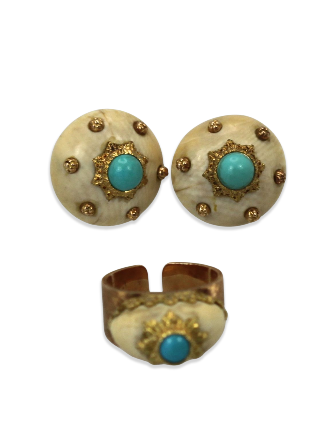 Buccellati 18K Brushed Yellow Gold & Turquoise Ring - Detail View 5 | Cris Notti Jewels