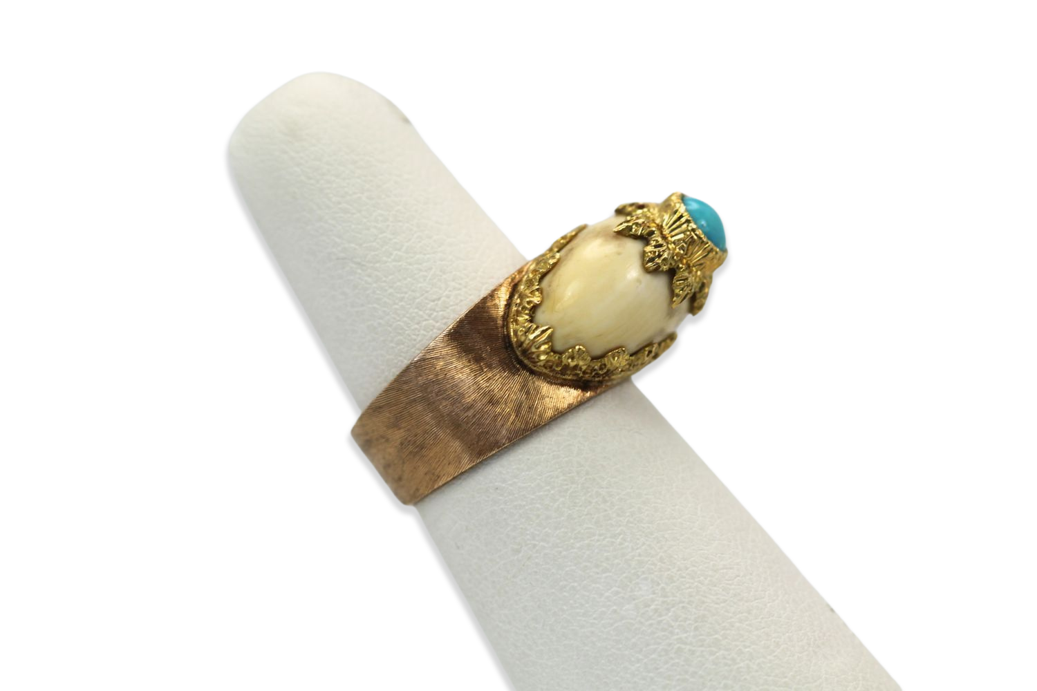 Buccellati 18K Brushed Yellow Gold & Turquoise Ring - Detail View 7 | Cris Notti Jewels