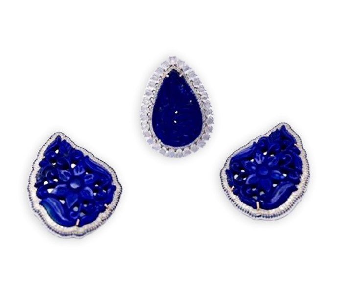 Carved Lapis Moonstone Ring - Fine Estate & Vintage Jewelry | Cris Notti Jewels