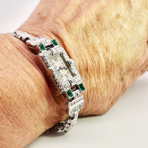 Deco Emerald Diamond Watch - Fine Estate & Vintage Jewelry | Cris Notti Jewels