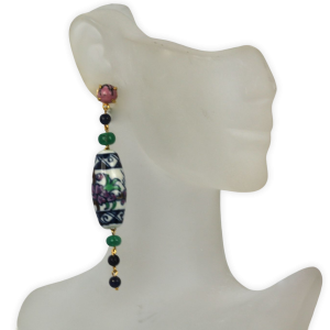 Dangle/Drop Ceramic Emerald, Sapphire, Rhodolite Earrings - Fine Estate & Vintage Jewelry | Cris Notti Jewels