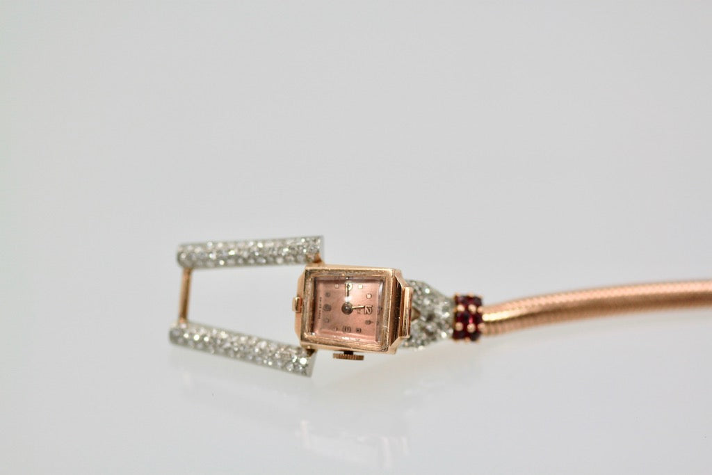 Retro 14 Karat Ruby Diamond Watch - Detail View 9 | Cris Notti Jewels