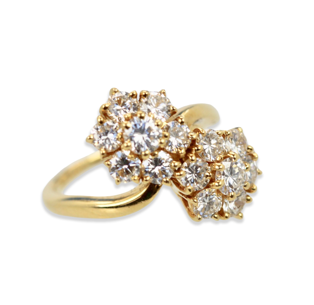 Van Cleef & Arpels Fleurette Double Flower Ring - Fine Estate & Vintage Jewelry | Cris Notti Jewels