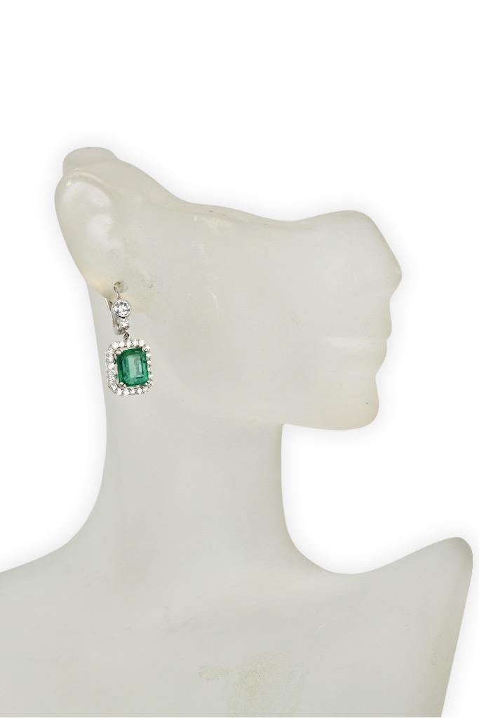 Emerald Diamond 18K Earrings - Detail View 5 | Cris Notti Jewels