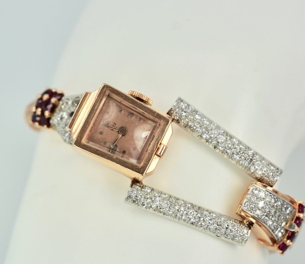 Retro 14 Karat Ruby Diamond Watch - Detail View 2 | Cris Notti Jewels