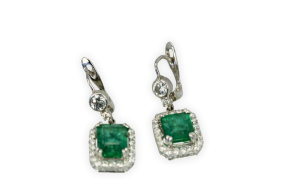 Emerald Diamond 18K Earrings - Fine Estate & Vintage Jewelry | Cris Notti Jewels