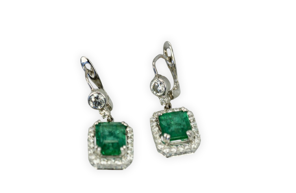 Emerald Diamond 18K Earrings - Fine Estate & Vintage Jewelry | Cris Notti Jewels