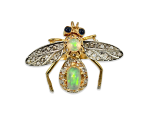 Opal Diamond Sapphire Articulated Bee Ring - Fine Estate & Vintage Jewelry | Cris Notti Jewels