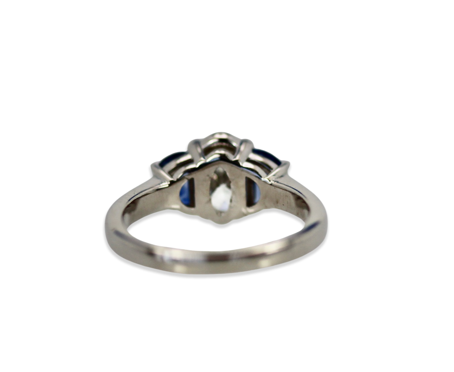 Diamond Ring with Half Moon Sapphire Sides - Detail View 4 | Cris Notti Jewels