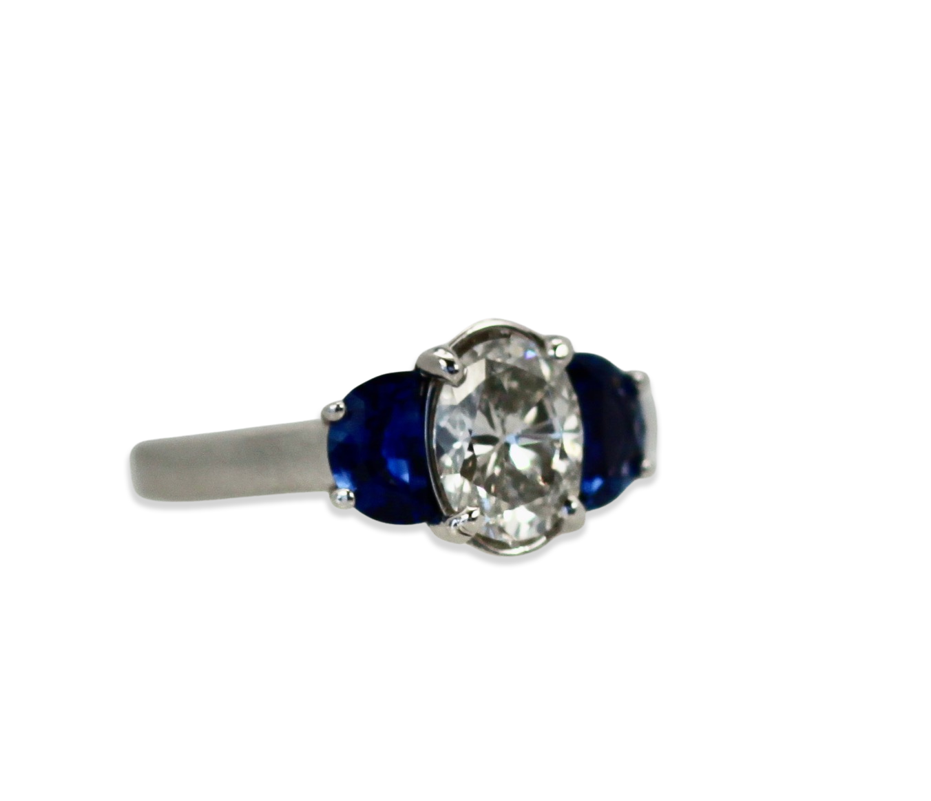 Diamond Ring with Half Moon Sapphire Sides - Detail View 1 | Cris Notti Jewels