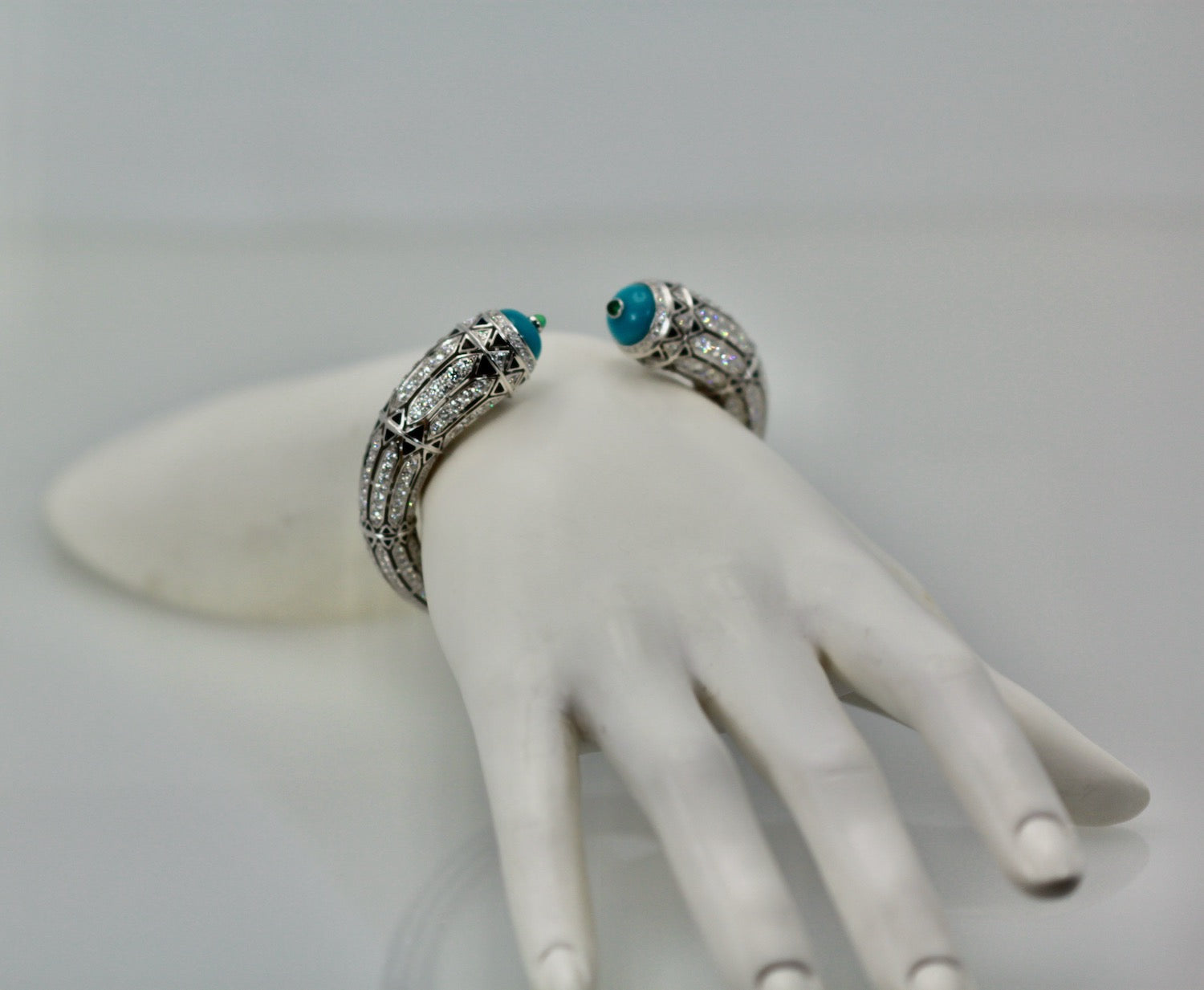 Cartier High Jewelry Diamond Turquoise Bracelet - Detail View 2 | Cris Notti Jewels