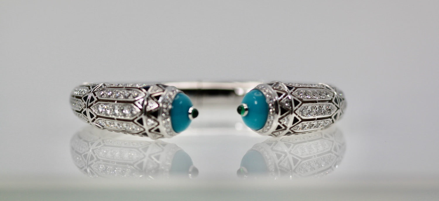 Cartier High Jewelry Diamond Turquoise Bracelet - Detail View 10 | Cris Notti Jewels