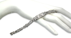 Deco 18K Round & Baguette Diamond 6.97 Carats Bracelet - Fine Estate & Vintage Jewelry | Cris Notti Jewels