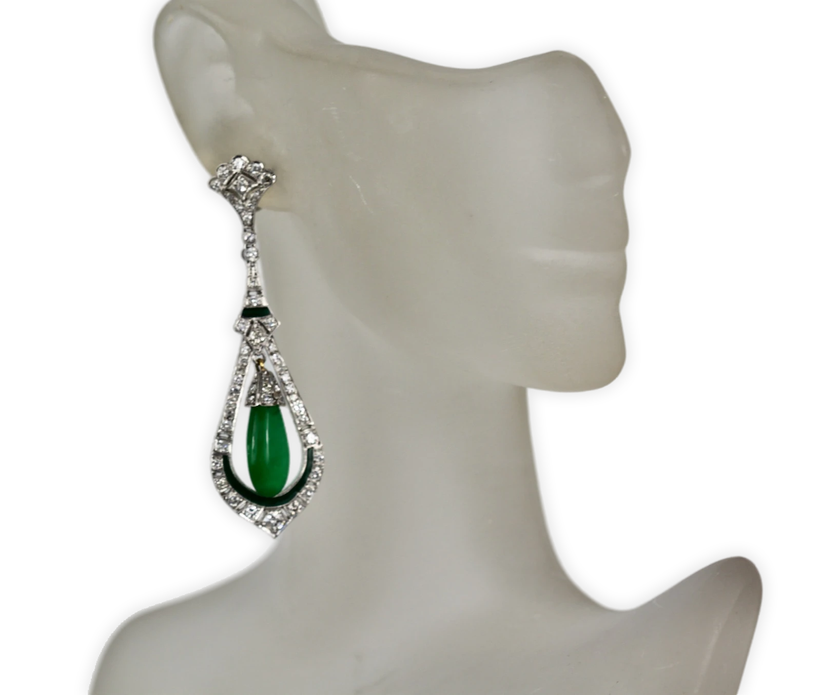 Jade Enamel Diamond Long Earrings - Detail View 9 | Cris Notti Jewels