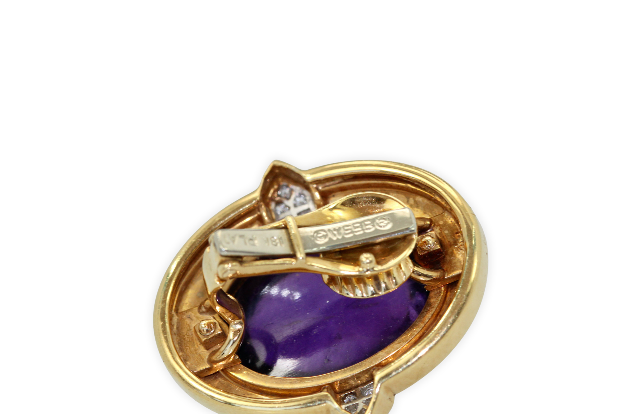 David Webb Amethyst Cabochon Earrings 18K - Detail View 11 | Cris Notti Jewels