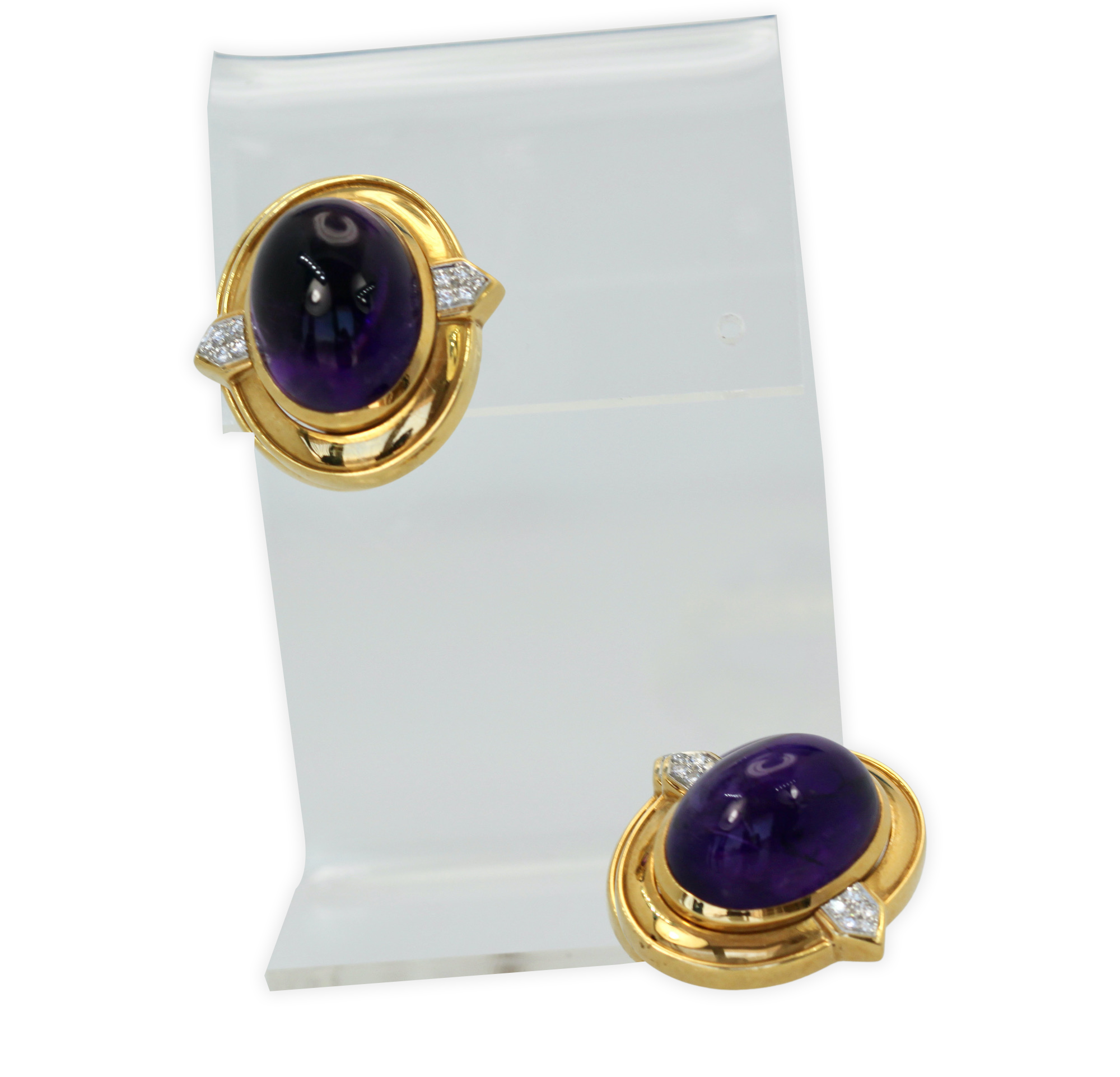 David Webb Amethyst Cabochon Earrings 18K - Detail View 2 | Cris Notti Jewels